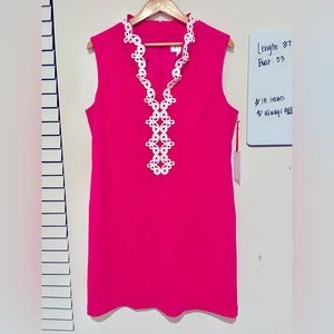 Pink Dress with White Embroidery - Elle - Kohls - XL - Dark Pink - Work Dress